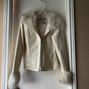 leather coat with fur trim